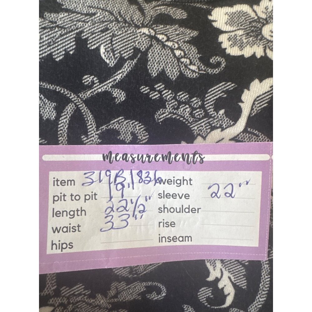 Lauren Ralph Lauren Medium Black & White Floral Long Sleeve Cotton Top - Picture 10 of 11